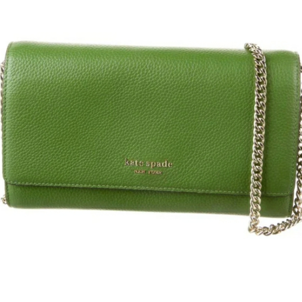 KATE SPADE ♠️ NEW YORK LINK LEATHER CROSSBODY BAG 💚 ( GREEN ) ..... - Picture 5 of 16